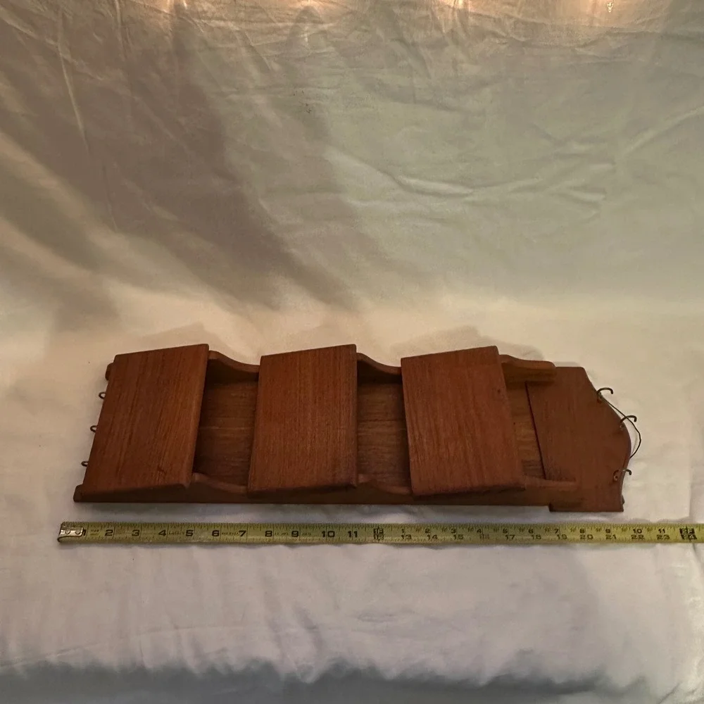Goodwood Wall Mail Organizer Brown Excellent Teak Wood 3 Tier Key Rack Vintage
